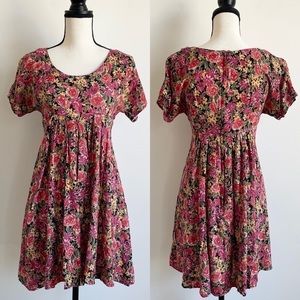 FINAL PRICE Vintage Rabbit Jr Y2K Floral Mini Dress Cottagecore Small